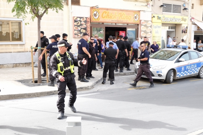 Rapid Intervention Unit officers had to be called in to quell a massive family fight in Bormla. Photo: Chris Mangion